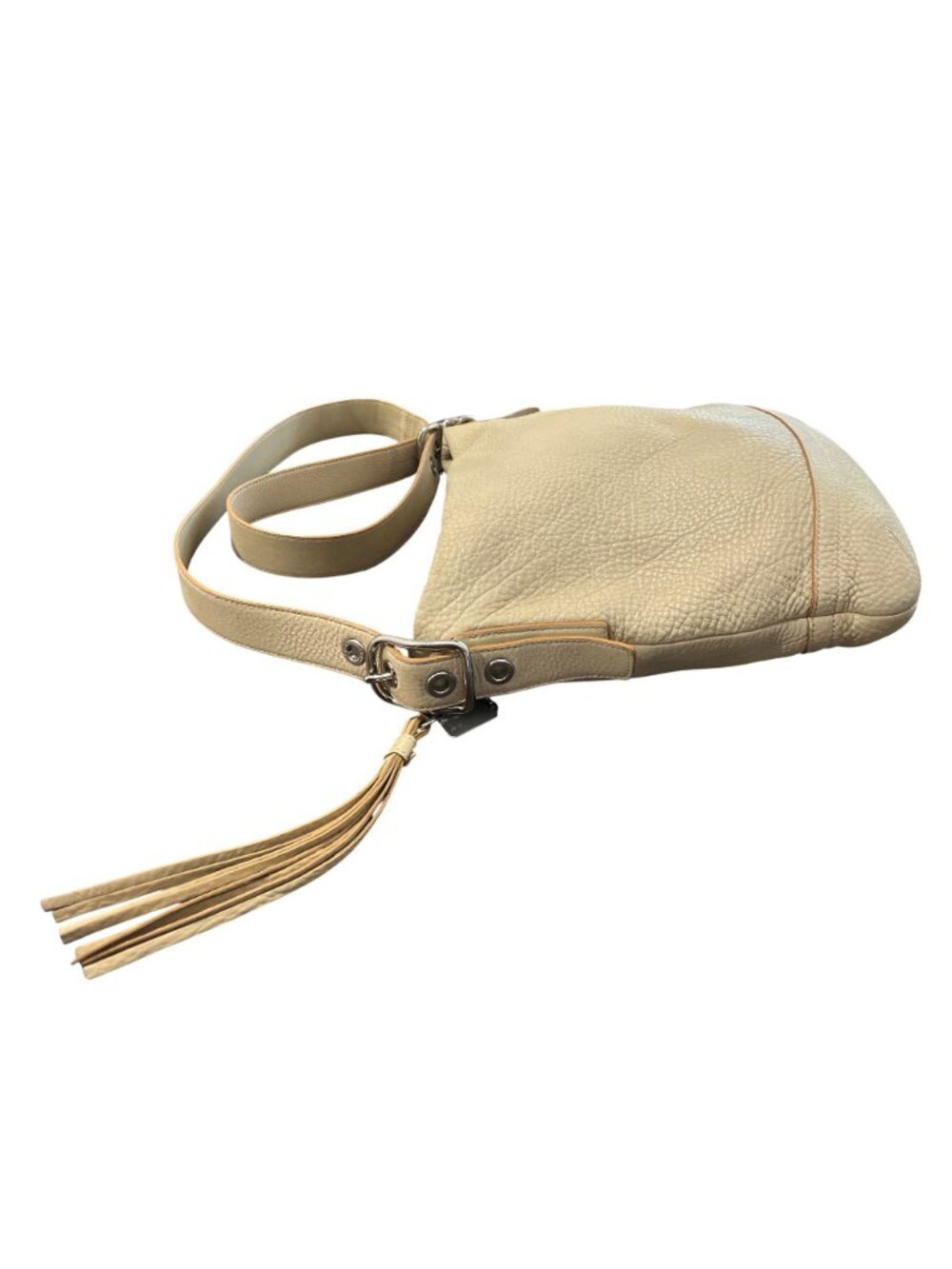 Coach Pebbled Leather Crossbody Bag With Front Zipper Pocket Messenger Beige - Picture 6 of 10